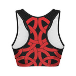 Red Celtic Knot Print Women's Sports Bra