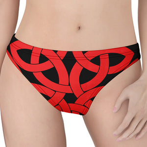 Red Celtic Knot Print Women's Thong