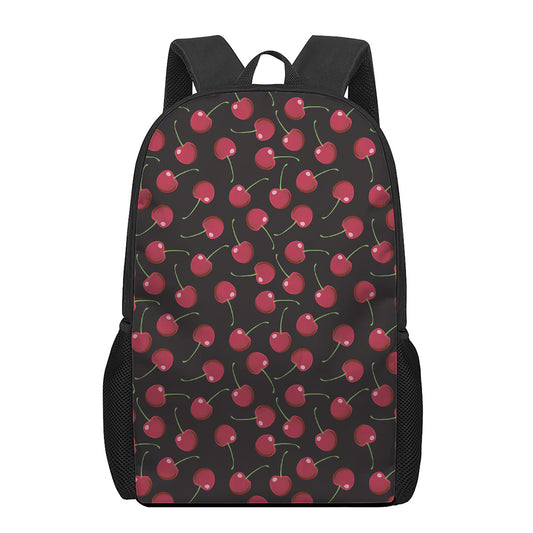 Red Cherry Pattern Print 17 Inch Backpack