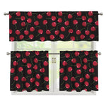 Red Cherry Pattern Print 3 Piece Kitchen Curtains