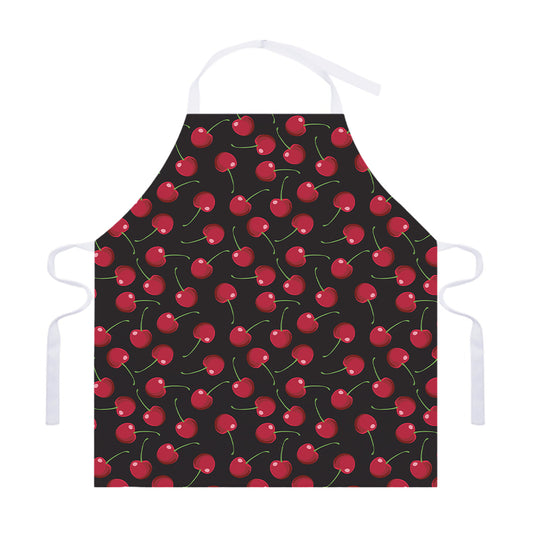Red Cherry Pattern Print Adjustable Apron