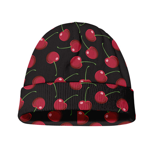 Red Cherry Pattern Print Beanie