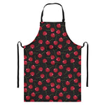 Red Cherry Pattern Print Bib Apron With Pocket