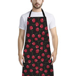 Red Cherry Pattern Print Bib Apron With Pocket