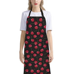 Red Cherry Pattern Print Bib Apron With Pocket