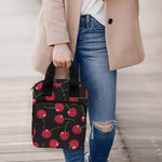 Red Cherry Pattern Print Bible Tote Bag