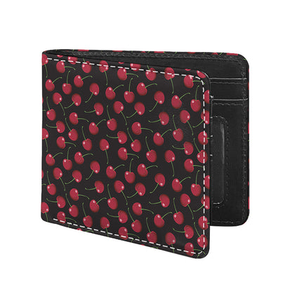 Red Cherry Pattern Print Bifold Wallet