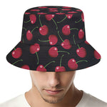 Red Cherry Pattern Print Bucket Hat