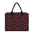 Red Cherry Pattern Print Canvas Tote Bag