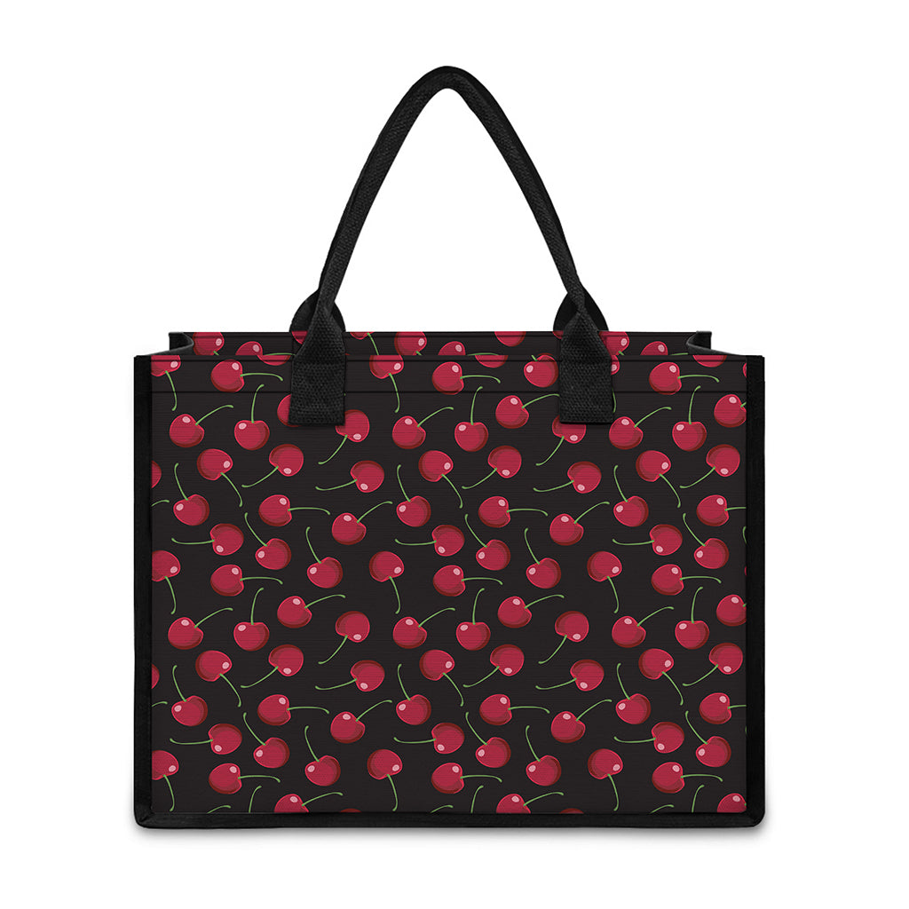 Red Cherry Pattern Print Canvas Tote Bag
