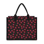 Red Cherry Pattern Print Canvas Tote Bag