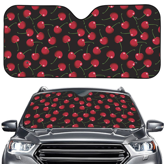 Red Cherry Pattern Print Car Windshield Sun Shade