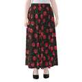Red Cherry Pattern Print Chiffon Maxi Skirt