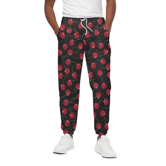 Red Cherry Pattern Print Cotton Pants