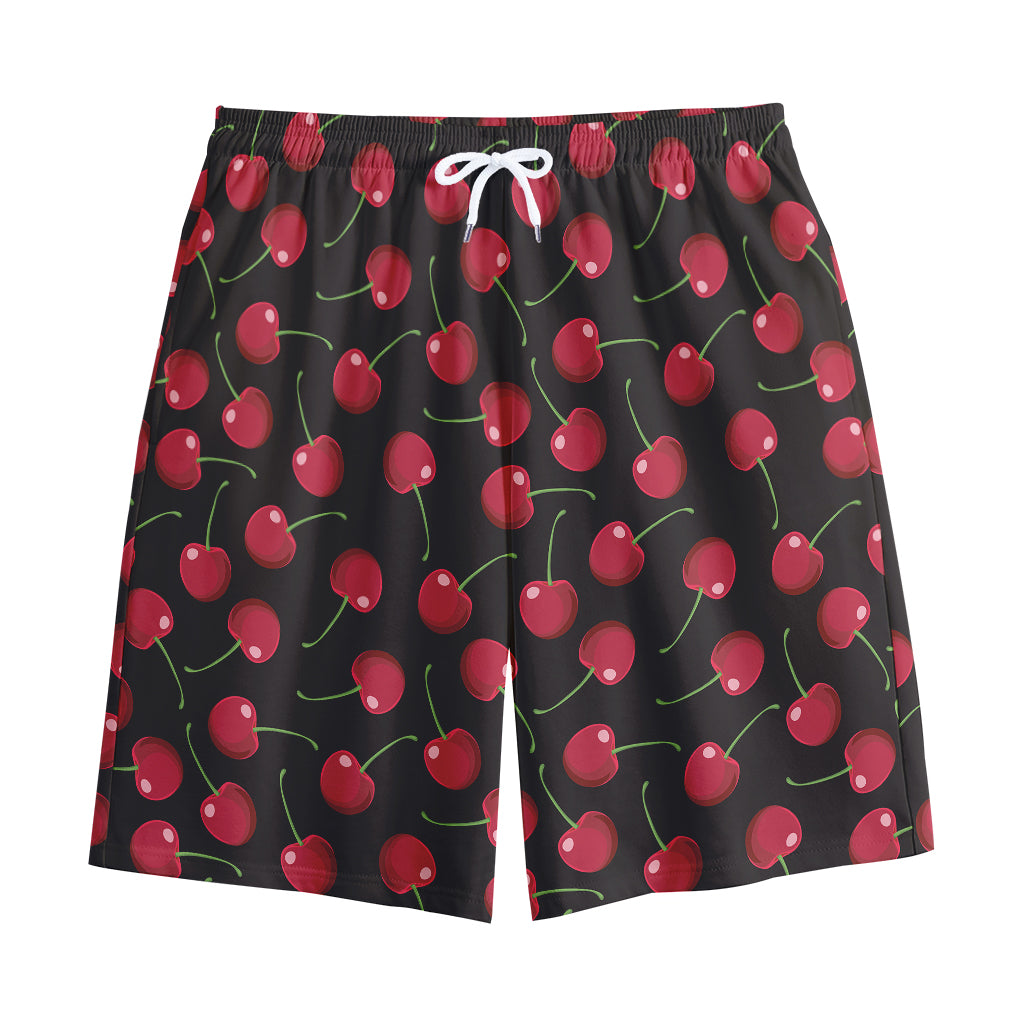 Red Cherry Pattern Print Cotton Shorts