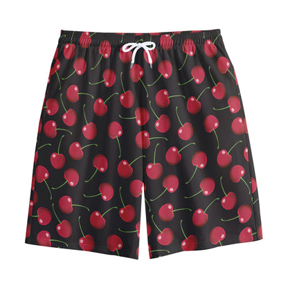 Red Cherry Pattern Print Cotton Shorts