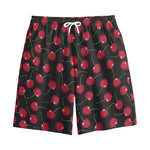 Red Cherry Pattern Print Cotton Shorts