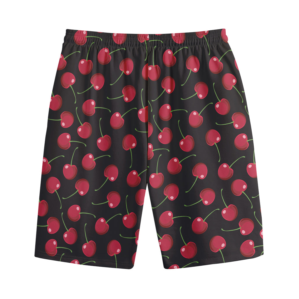 Red Cherry Pattern Print Cotton Shorts