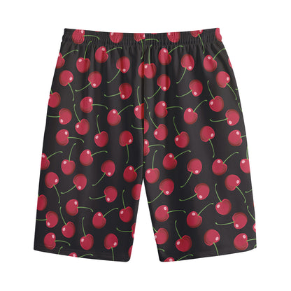 Red Cherry Pattern Print Cotton Shorts