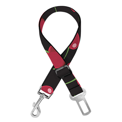 Red Cherry Pattern Print Dog Seat Belt