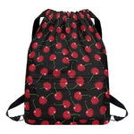 Red Cherry Pattern Print Drawstring Backpack