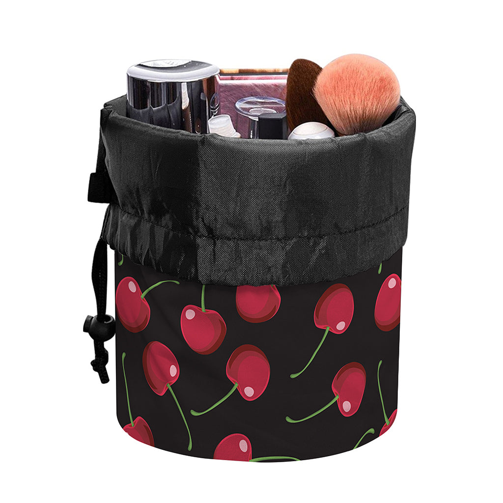 Red Cherry Pattern Print Drawstring Makeup Bag
