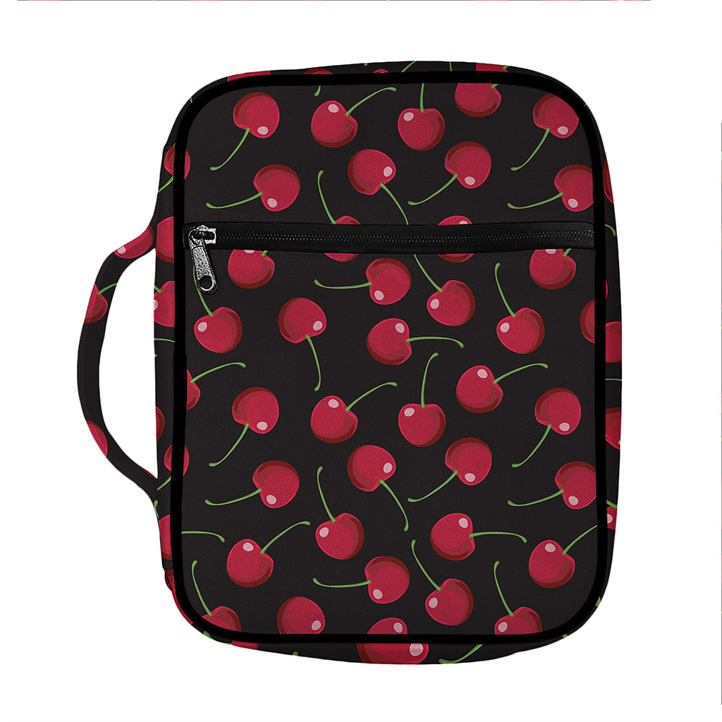 Red Cherry Pattern Print Front Pocket Bible Bag