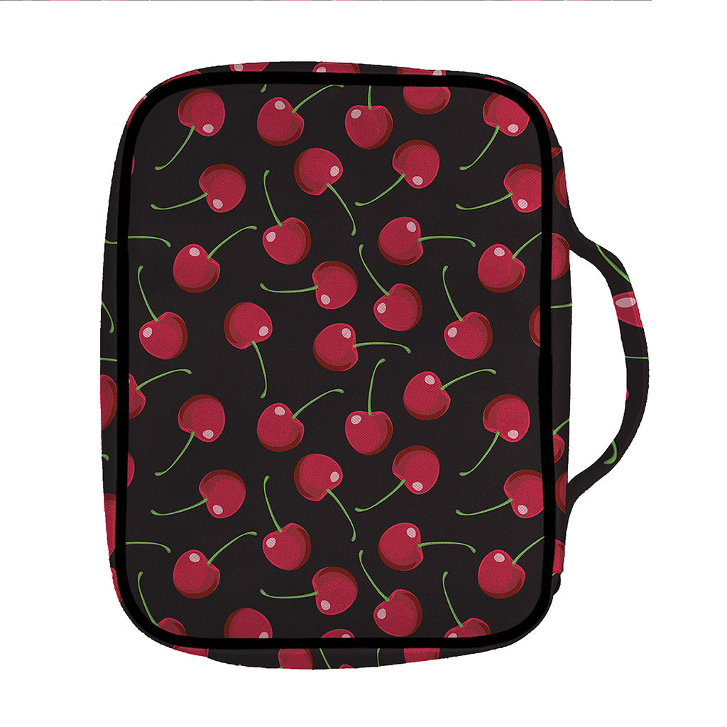 Red Cherry Pattern Print Front Pocket Bible Bag