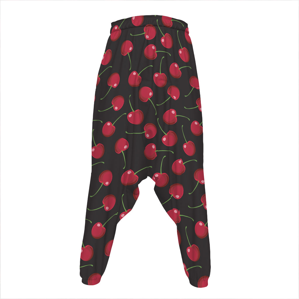 Red Cherry Pattern Print Hammer Pants
