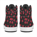 Red Cherry Pattern Print High Top Leather Sneakers