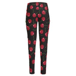 Red Cherry Pattern Print High-Waisted Pocket Leggings