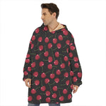 Red Cherry Pattern Print Hoodie Blanket