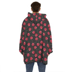 Red Cherry Pattern Print Hoodie Blanket