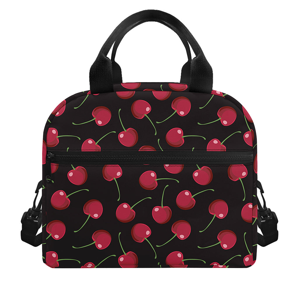 Red Cherry Pattern Print Insulated Lunch Bag