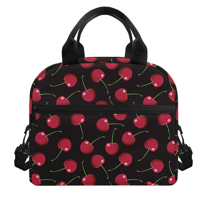 Red Cherry Pattern Print Insulated Lunch Bag