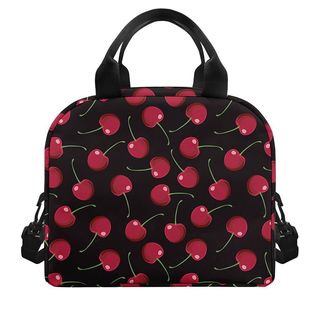 Red Cherry Pattern Print Insulated Lunch Bag