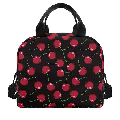 Red Cherry Pattern Print Insulated Lunch Bag