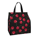 Red Cherry Pattern Print Insulated Lunch Tote