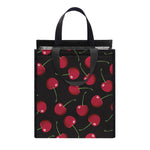 Red Cherry Pattern Print Insulated Lunch Tote