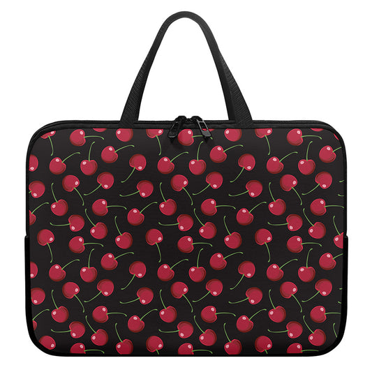 Red Cherry Pattern Print Laptop Sleeve With Handle