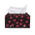 Red Cherry Pattern Print Leather Tissue Box Cover