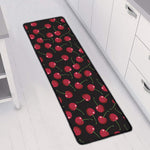 Red Cherry Pattern Print Long Kitchen Mat