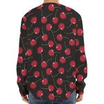 Red Cherry Pattern Print Long Sleeve Baseball Jersey