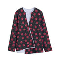 Red Cherry Pattern Print Long Sleeve Short Coat