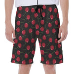 Red Cherry Pattern Print Men's Beach Shorts