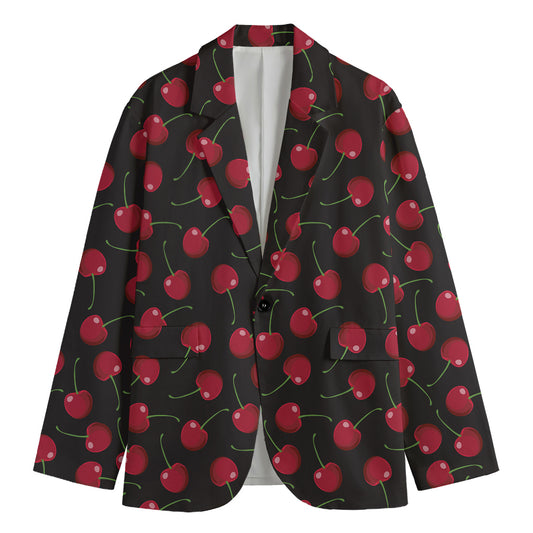 Red Cherry Pattern Print Men's Blazer