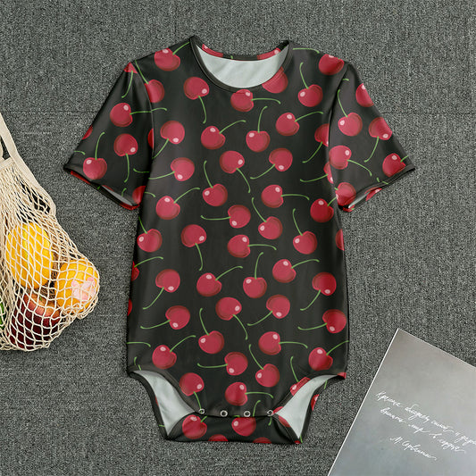Red Cherry Pattern Print Men's Bodysuit