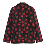Red Cherry Pattern Print Men's Cotton Blazer