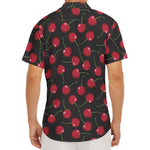 Red Cherry Pattern Print Men's Deep V-Neck Shirt