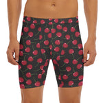 Red Cherry Pattern Print Men's Long Boxer Briefs